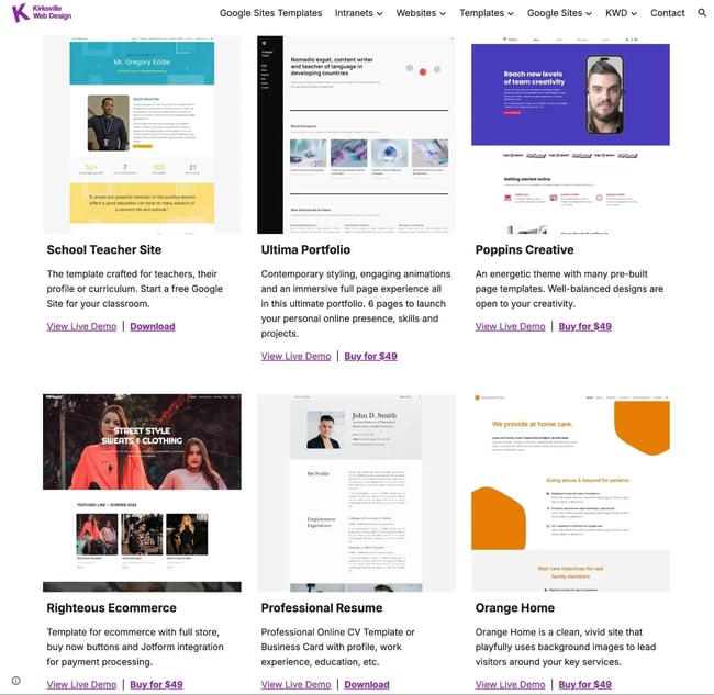 some free and paid google sites templates from kirksville web design